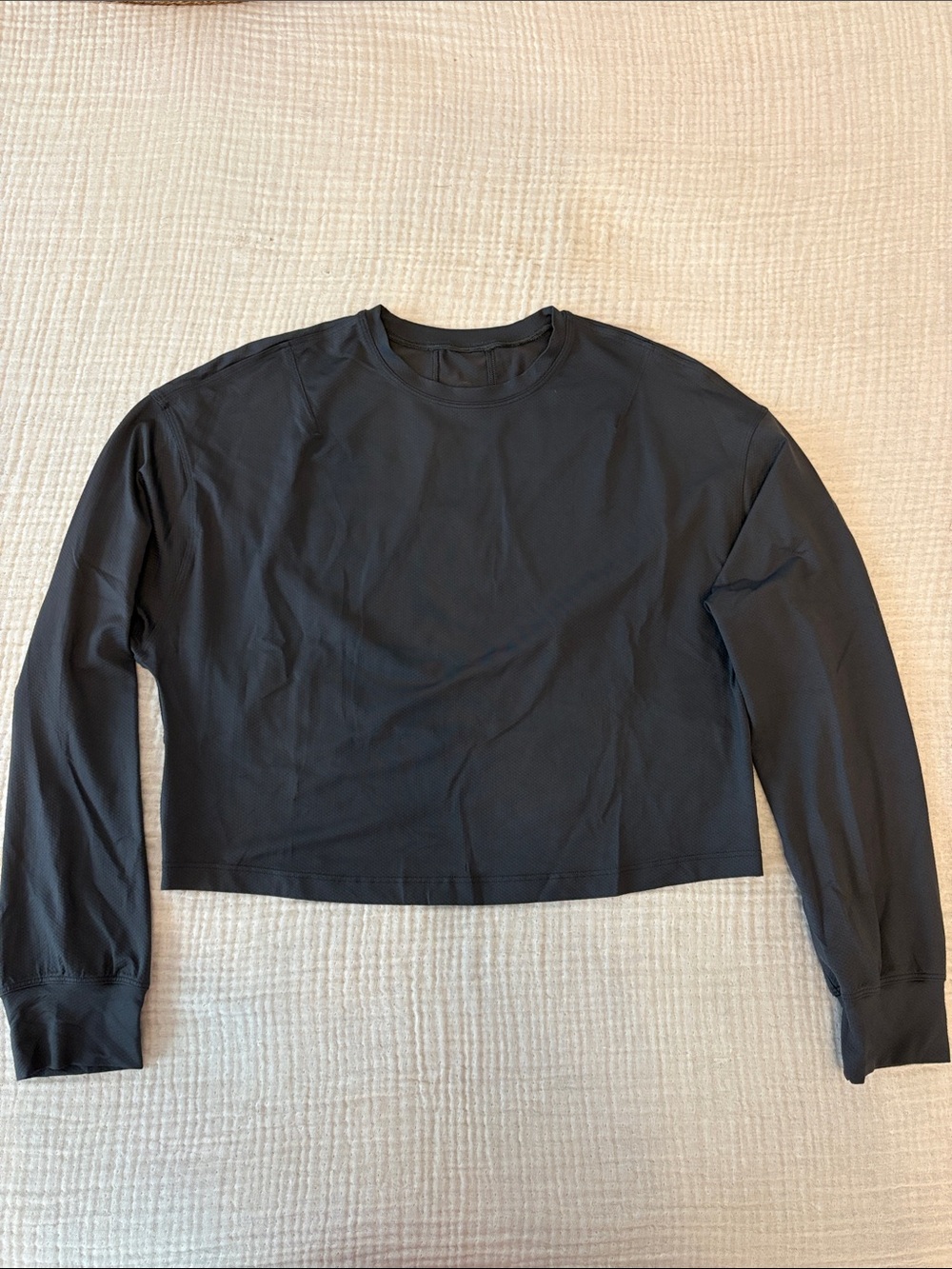 Lululemon Cropped Black Long Sleeve Workout Top